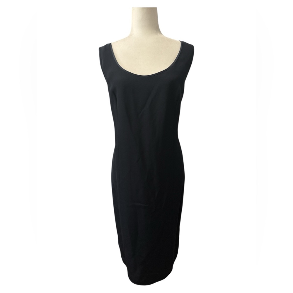 Vintage 90s Tom and Linda Platt Dark Navy Blue Satin Sleeveless Sheath Dress 1x